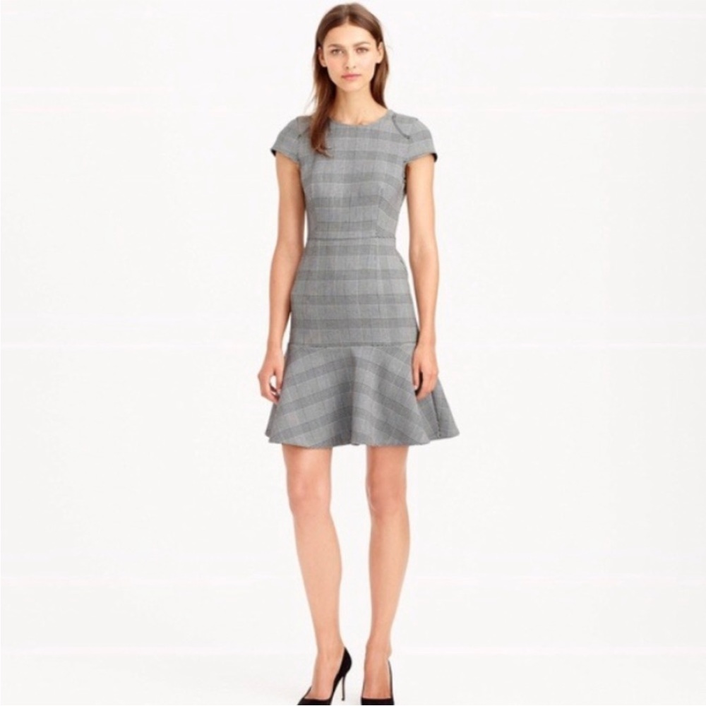 J. Crew Glen Plaid, Fit and Flare Dress, Cap Sleeve, Size 4